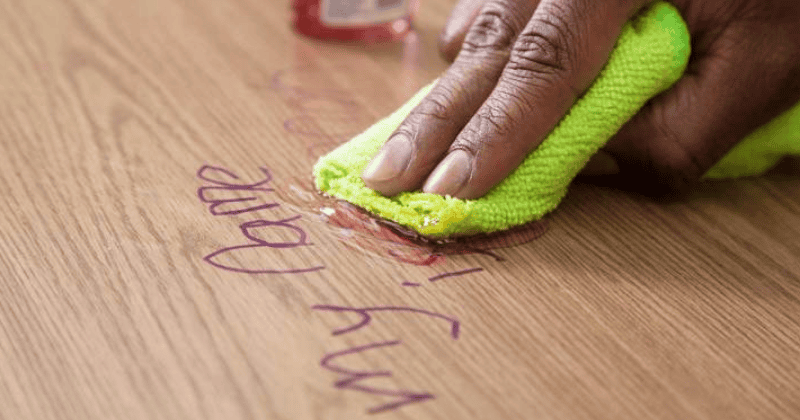 remove ink permanent marker wood furniture