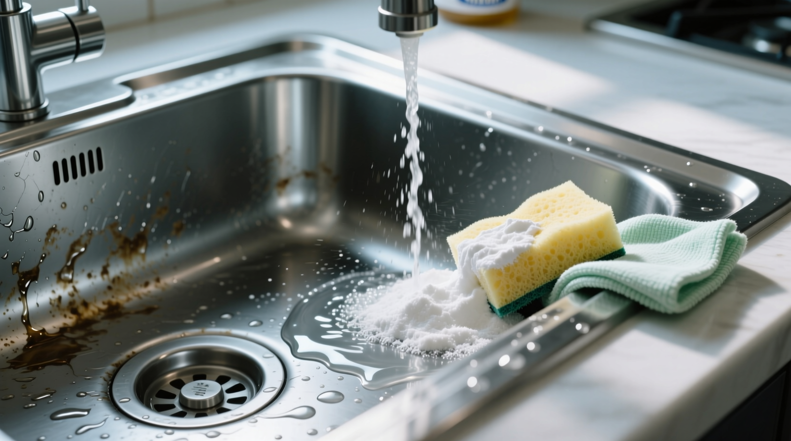clean dull stainless steel sink restore shine
