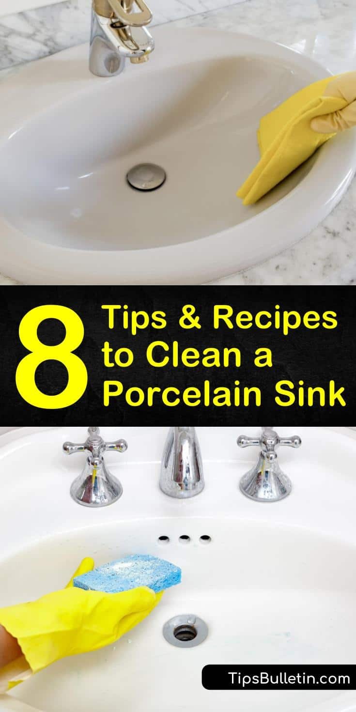 clean shine porcelain sink remove stains restore