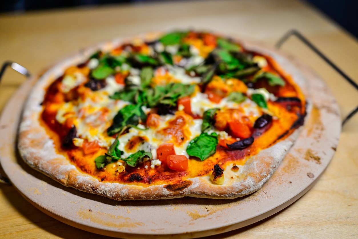 clean pizza stone remove burnt cheese grease